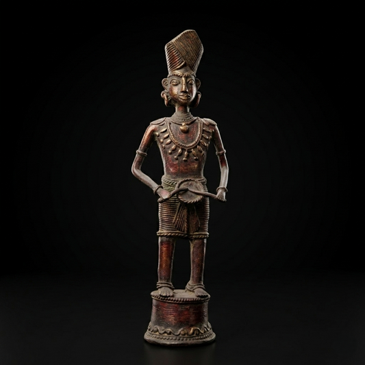 Handcrafted Brass Tribal Musician Heritage Statue