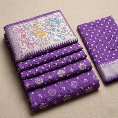 Royal Purple Bandhani Silk Saree