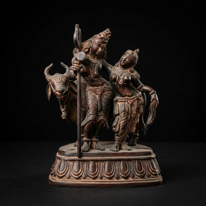 Antique Brass Shiva Parvati Nandi Statue