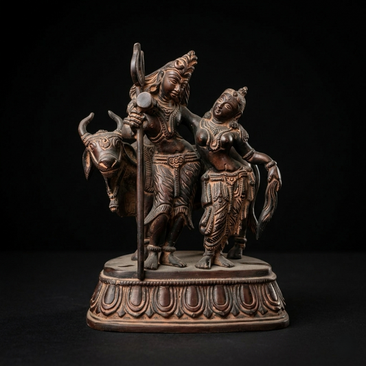 Antique Brass Shiva Parvati Nandi Statue