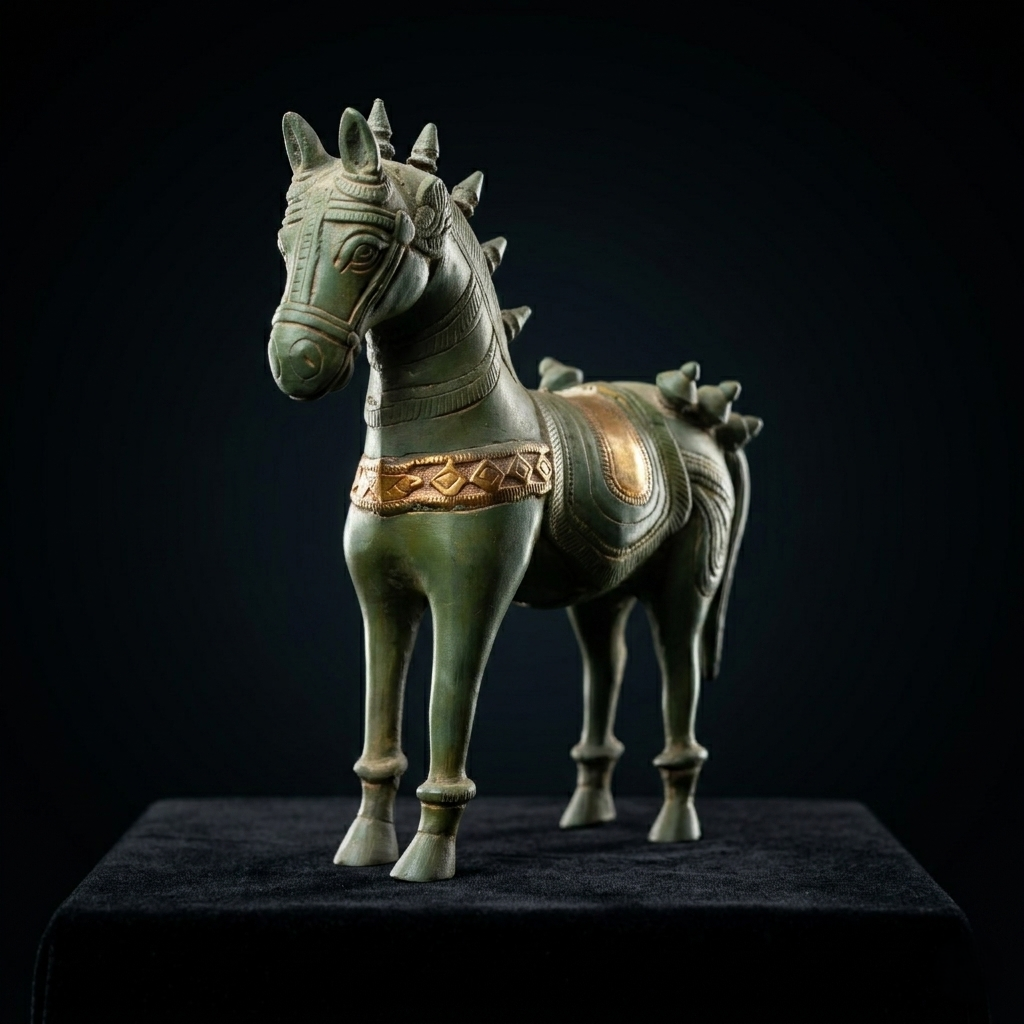 Antique Brass Heritage Indian Horse Figurine