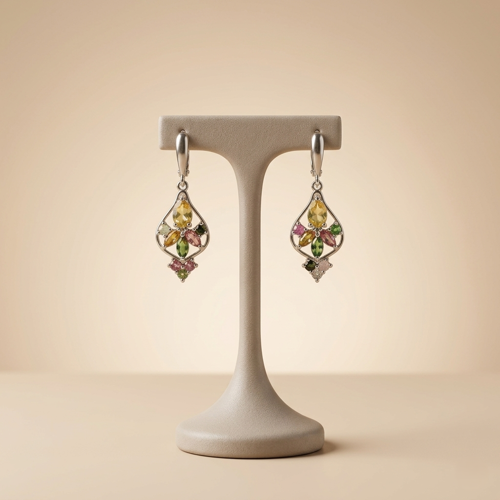 Ethereal Silver Teardrops with Vibrant Gemstones