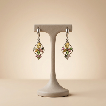 Ethereal Silver Teardrops with Vibrant Gemstones