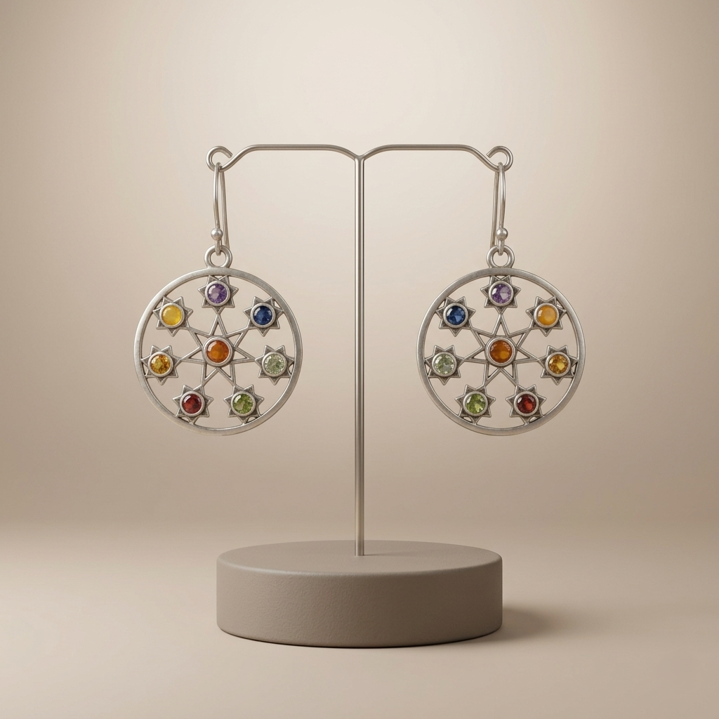 925 Silver Multi-Gemstone Celestial Hoop Earrings