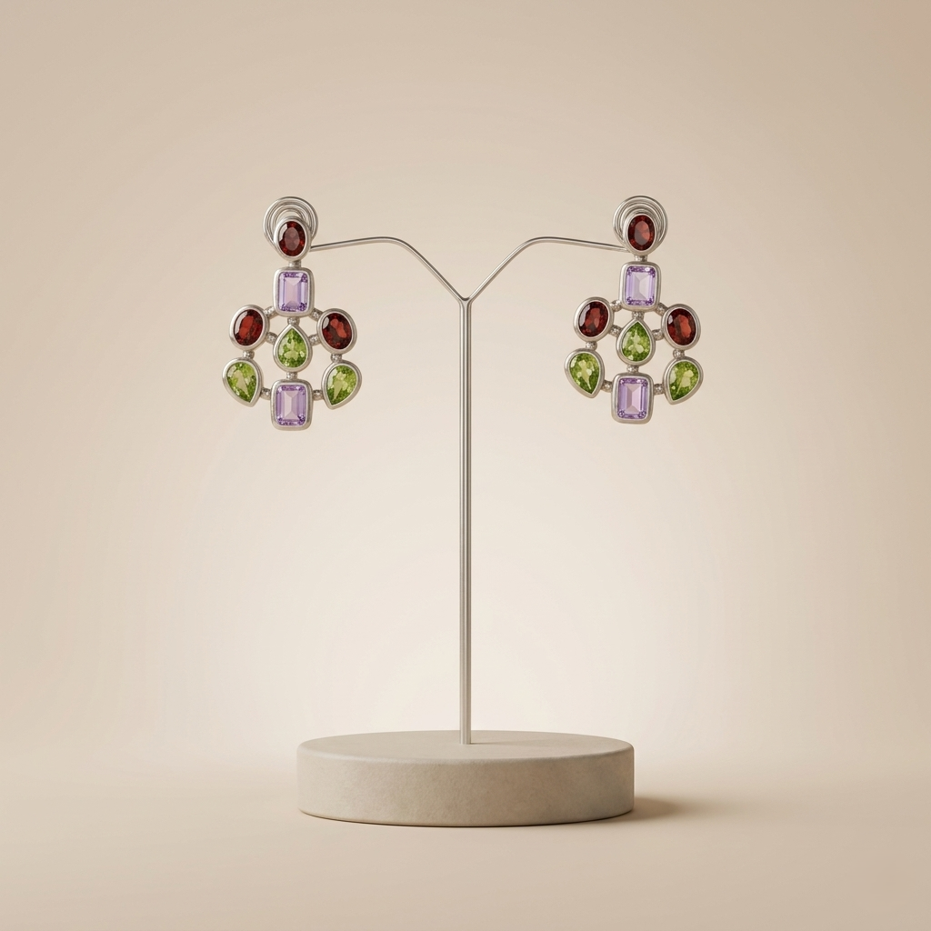 Regal Multi-Gemstone 92.5 Sterling Silver Drops