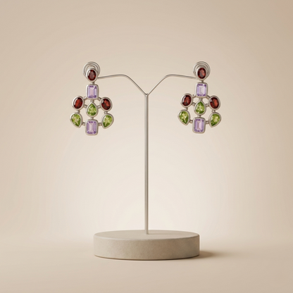 Regal Multi-Gemstone 92.5 Sterling Silver Drops