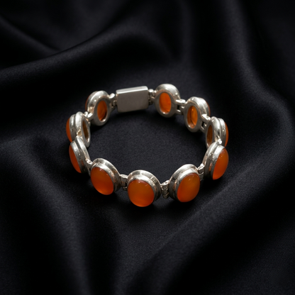 The Carnelian Radiance Silver Link Bracelet