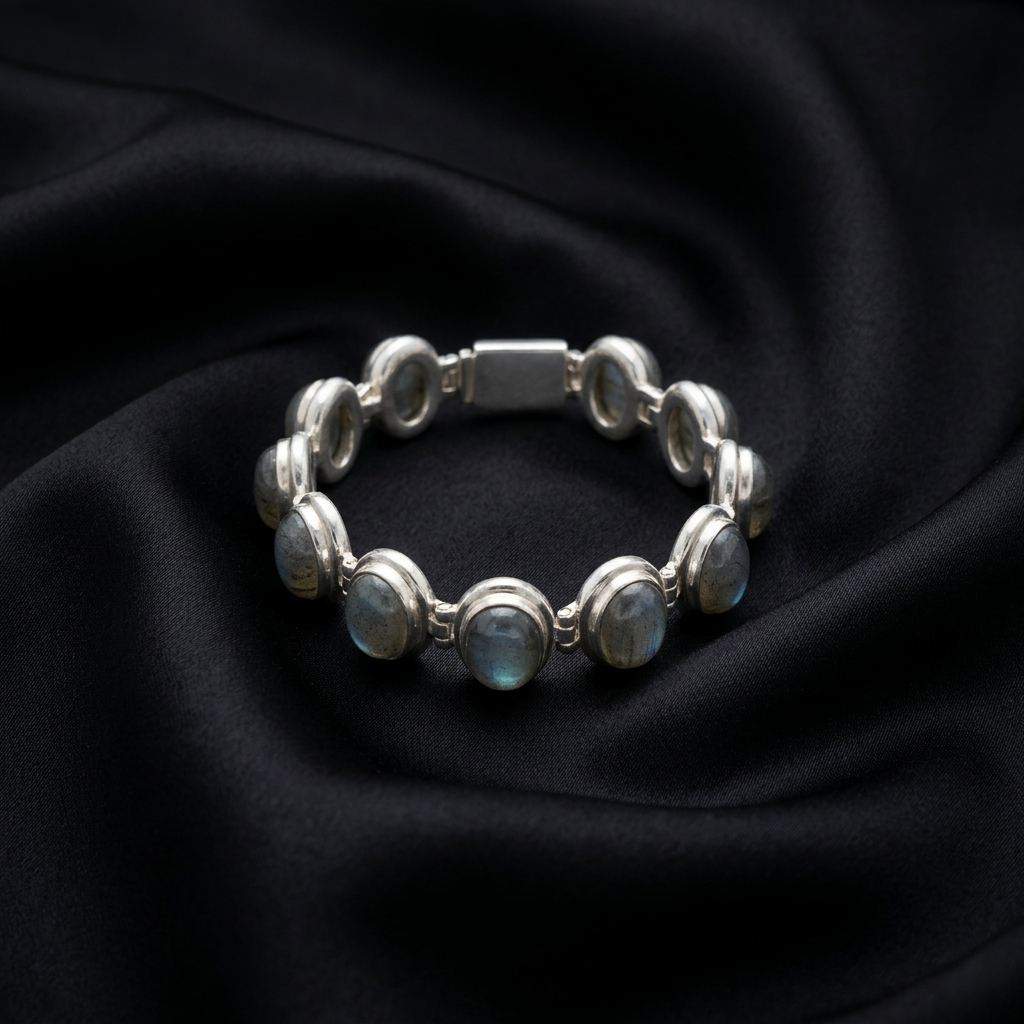 Celestial Glow Labradorite & Silver Link Bracelet