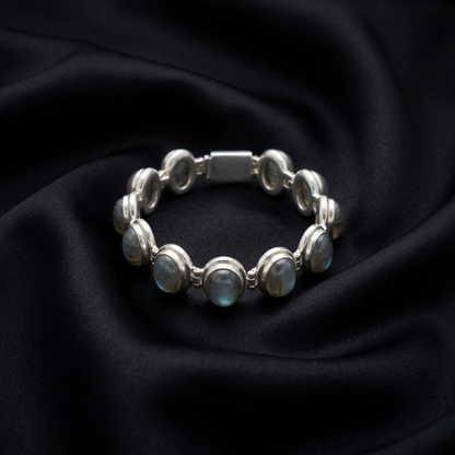 Celestial Glow Labradorite & Silver Link Bracelet