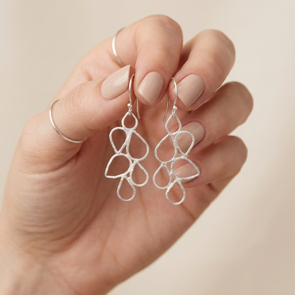 Cascading Silver Dewdrop Open Link Earrings