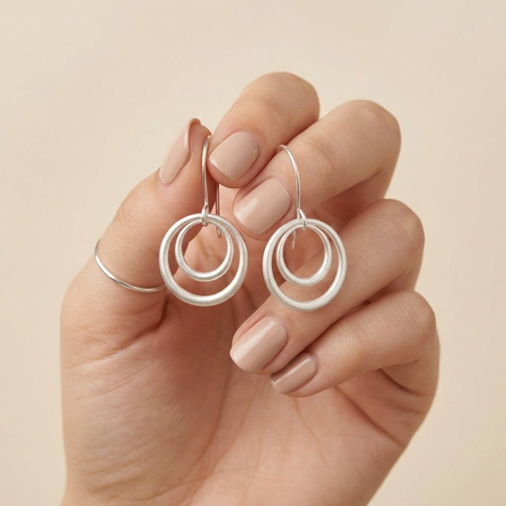 Celestial Harmony Double Circle Silver Drops