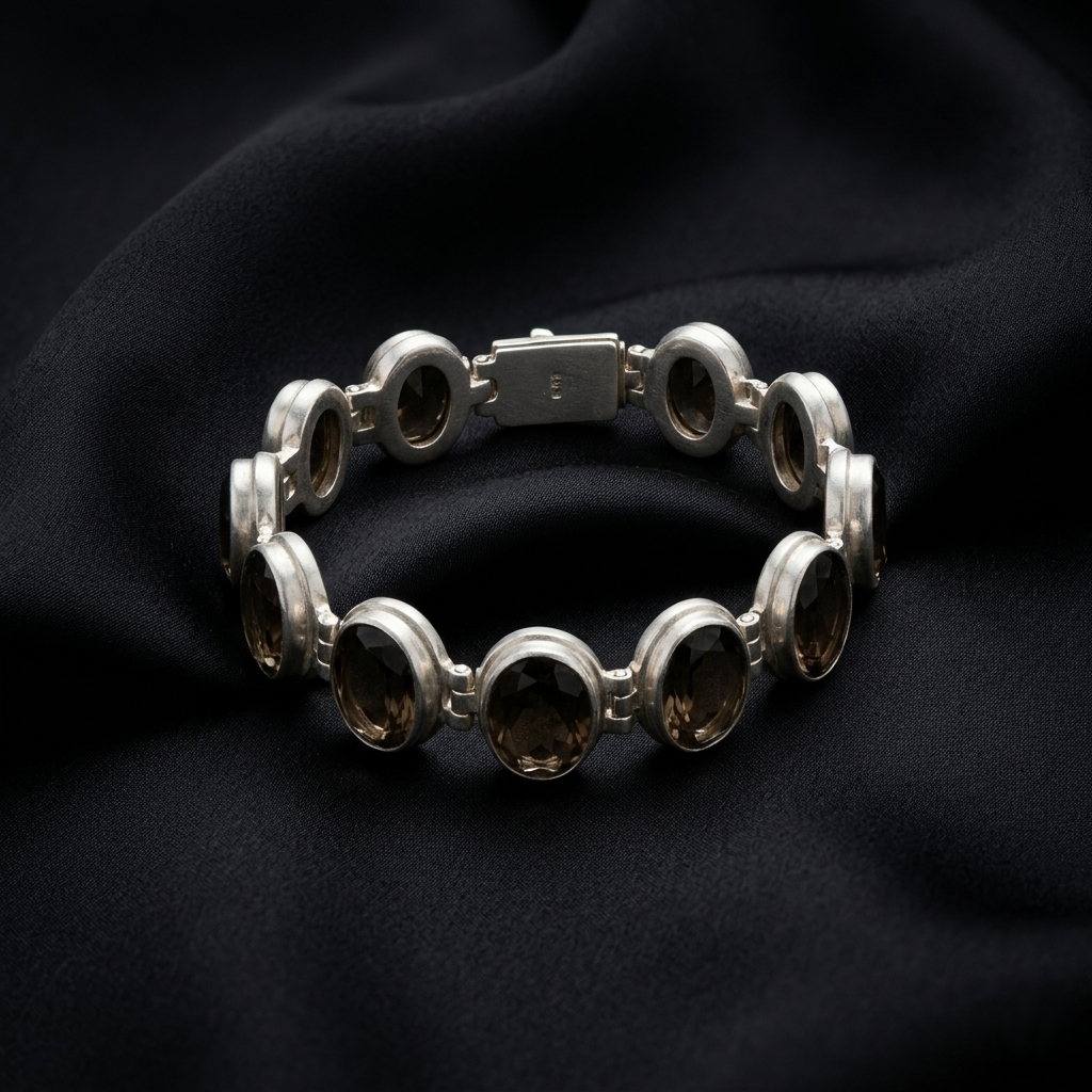 Ethereal Silver Radiance Gemstone Link Bracelet