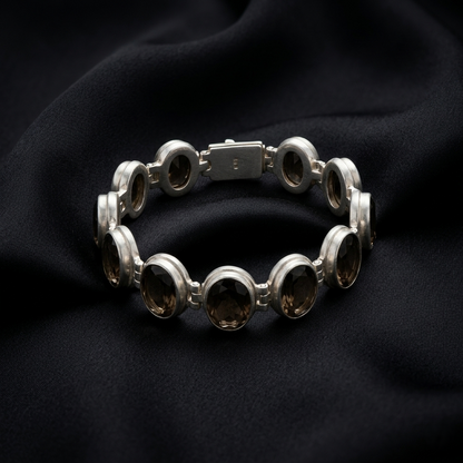 Ethereal Silver Radiance Gemstone Link Bracelet