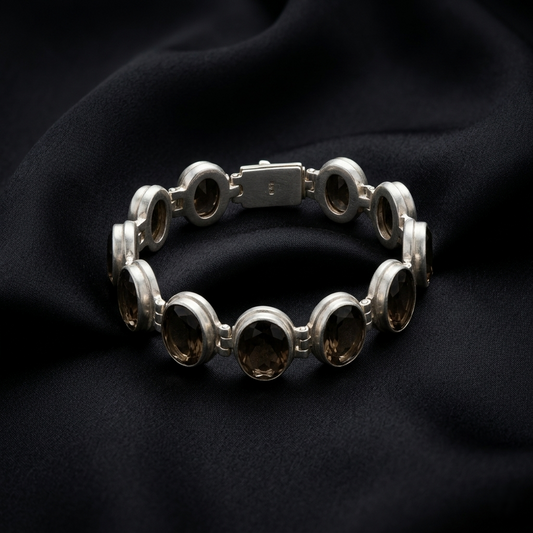 Ethereal Silver Radiance Gemstone Link Bracelet