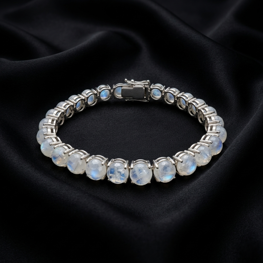 Celestial Ethereal Silver Moonstone Tennis Bracelet