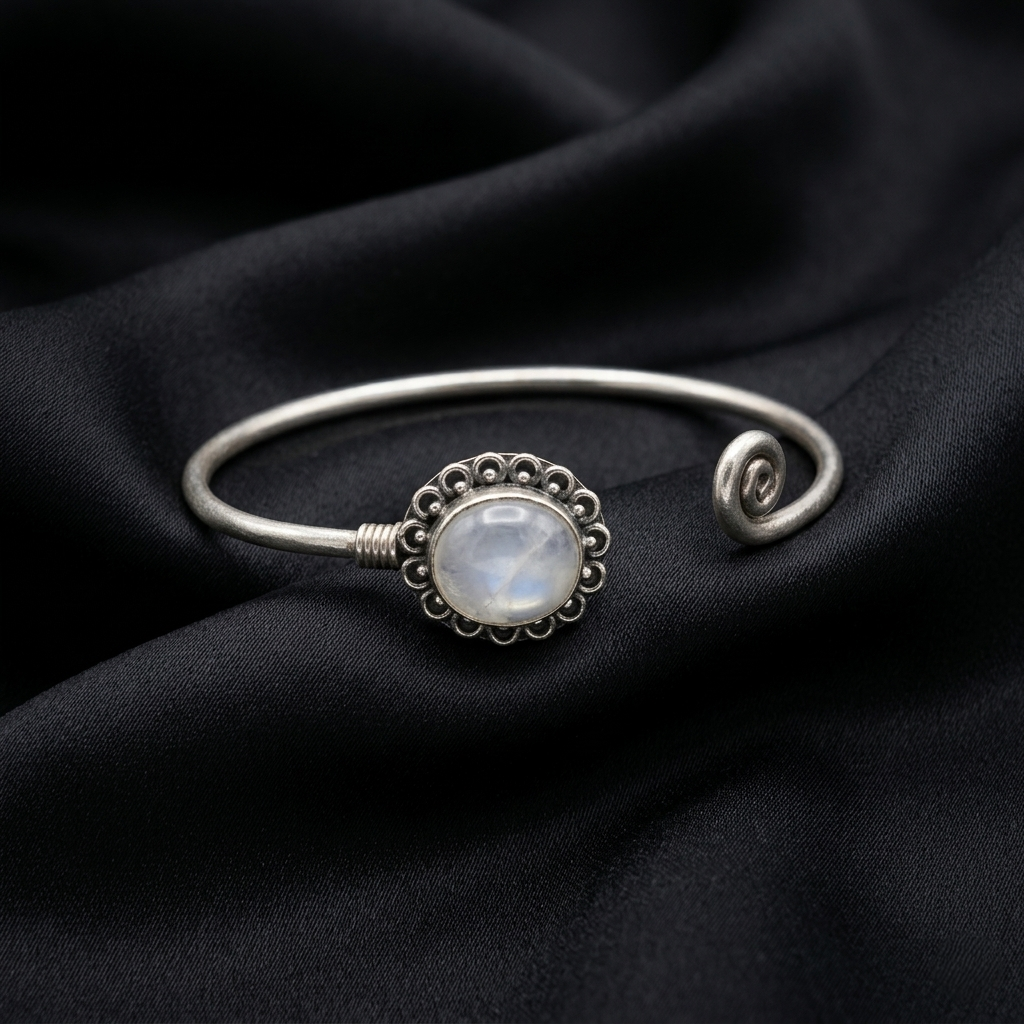 Celestial Moonlight 92.5 Sterling Silver Bangle