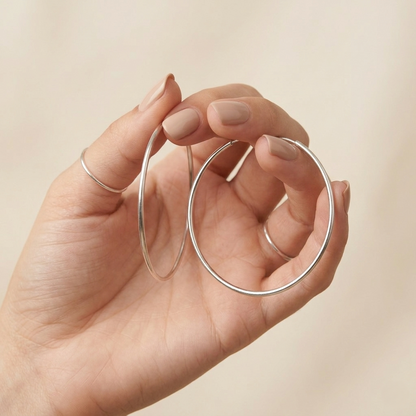 Sleek 92.5 Sterling Silver Hoop Earrings