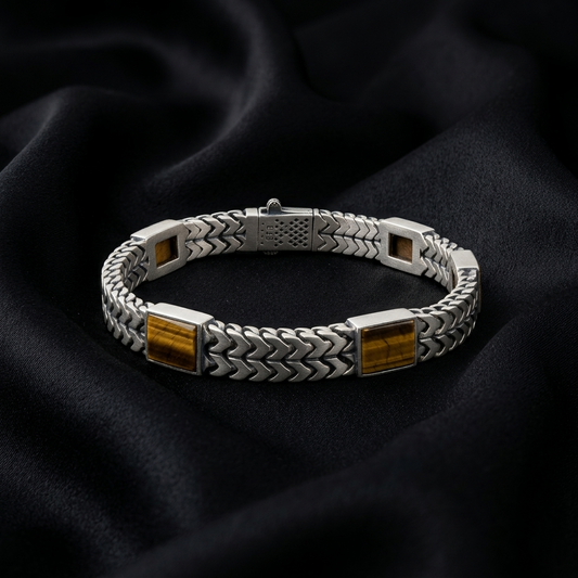Silver Tiger’s Eye Luxe Linked Bracelet