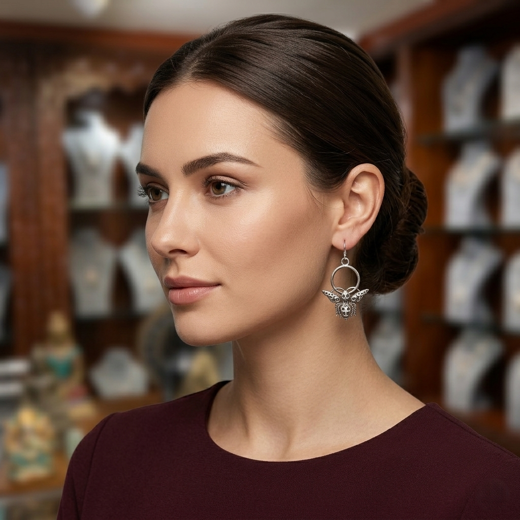 92.5 Sterling Silver Intricate Bee Earrings