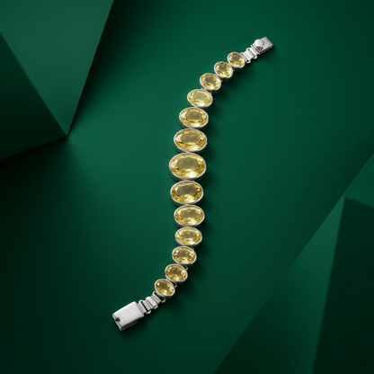Elegant Sterling Citrine Floral Silver Bracelet