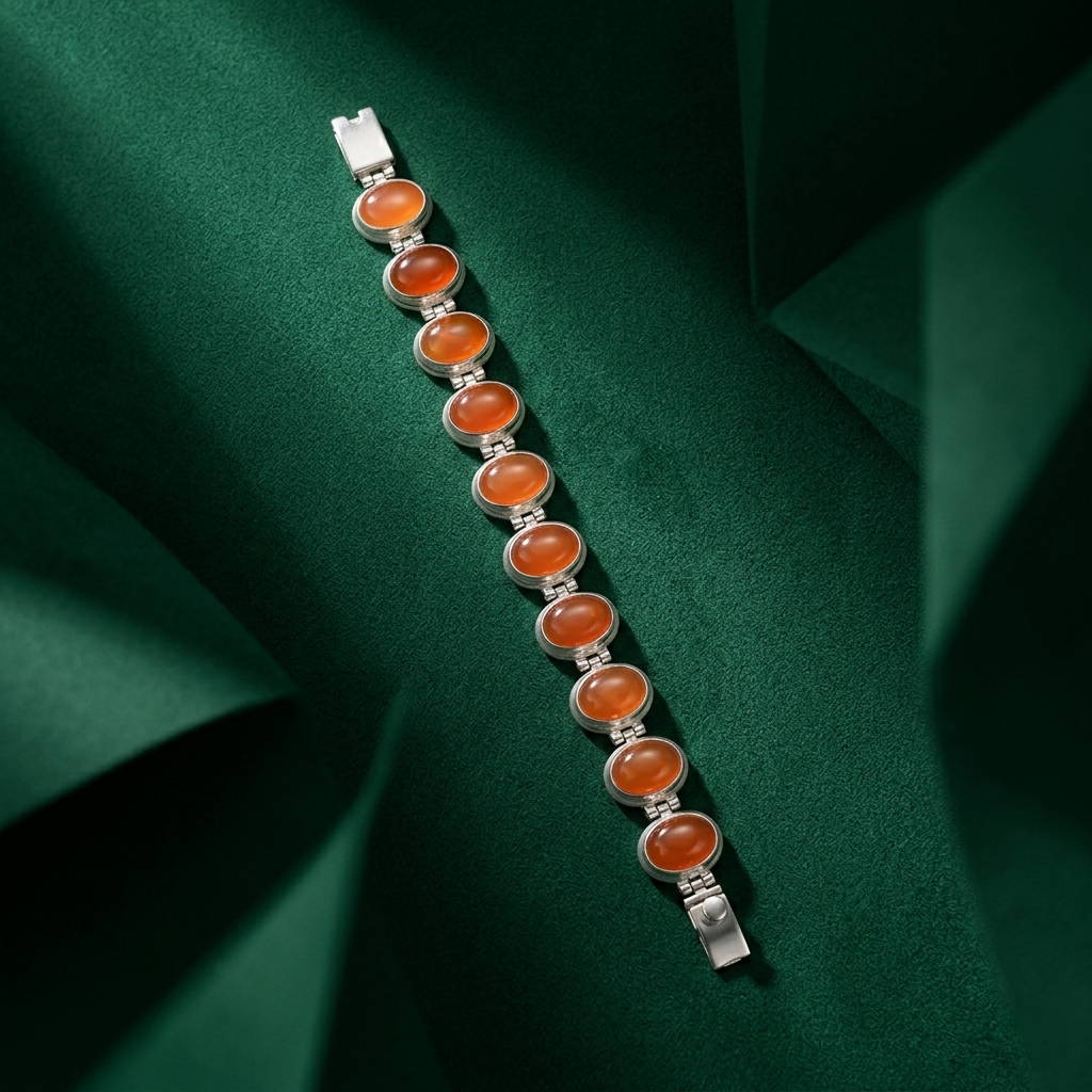 The Carnelian Radiance Silver Link Bracelet