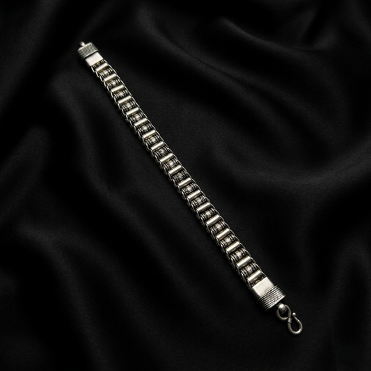 Handcrafted Geometric 92.5 Sterling Silver Bracelet