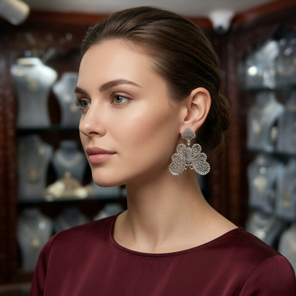 Elegant Handcrafted Filigree Butterfly Silver Drops