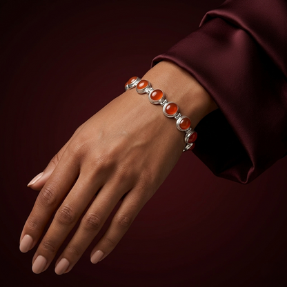 The Carnelian Radiance Silver Link Bracelet
