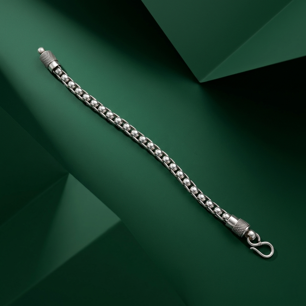Artisanal Handcrafted Sterling Silver Bead Bracelet