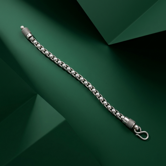 Artisanal Handcrafted Sterling Silver Bead Bracelet