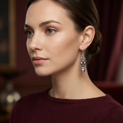 Vintage Floral Drops in Pure Silver