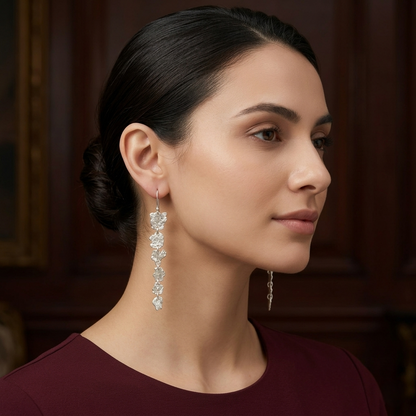 Artisanal Textured Sterling Silver Linear Drops