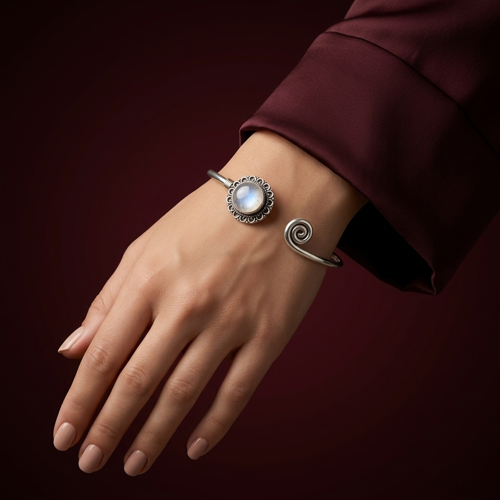 Celestial Moonlight 92.5 Sterling Silver Bangle