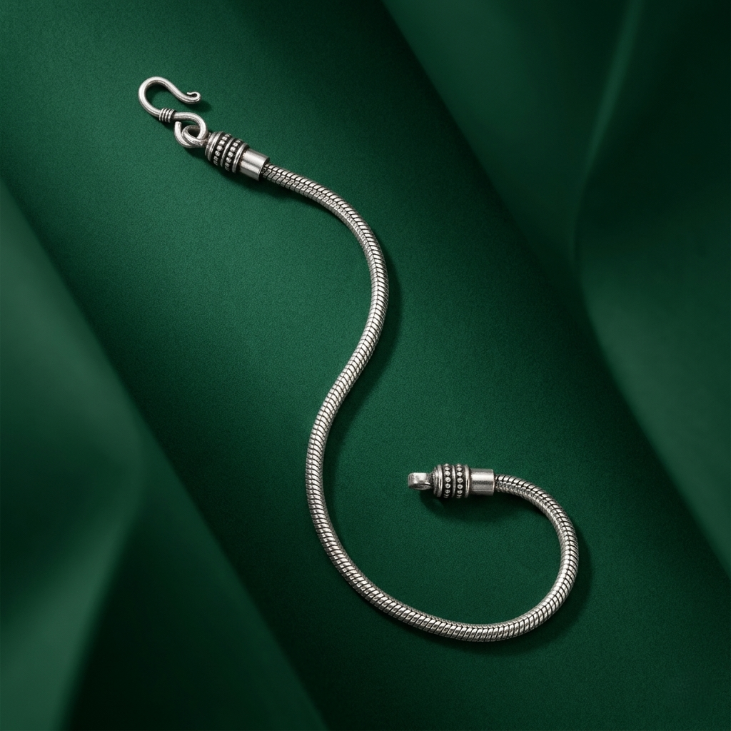 Handcrafted Sterling Silver Snake Bone Bracelet
