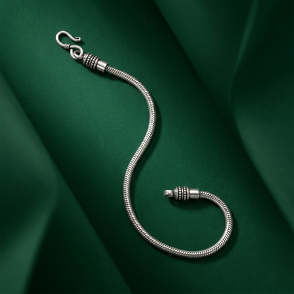 Handcrafted Sterling Silver Snake Bone Bracelet