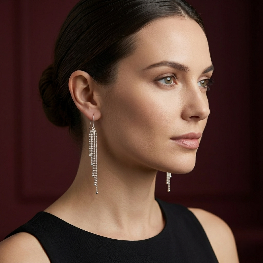 Elegance in Motion: Silver Tassel Drops