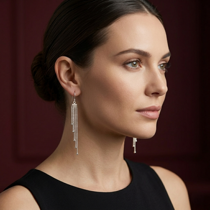 Elegance in Motion: Silver Tassel Drops
