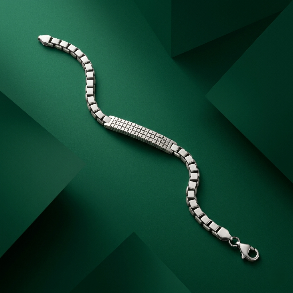 Geometric Sterling Silver Mesh Link Bracelet