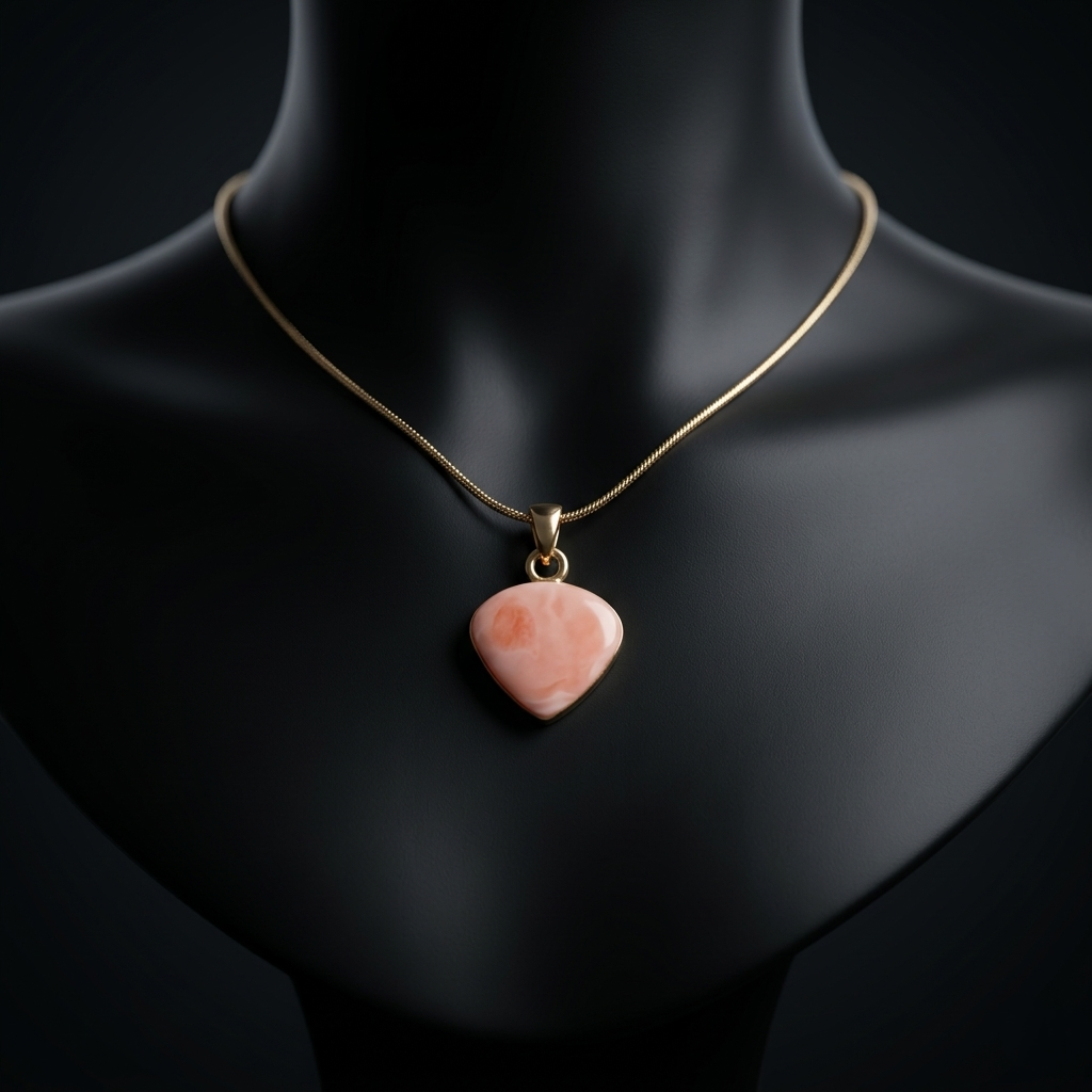 Silver Pink Coral Heart Artisan Pendant