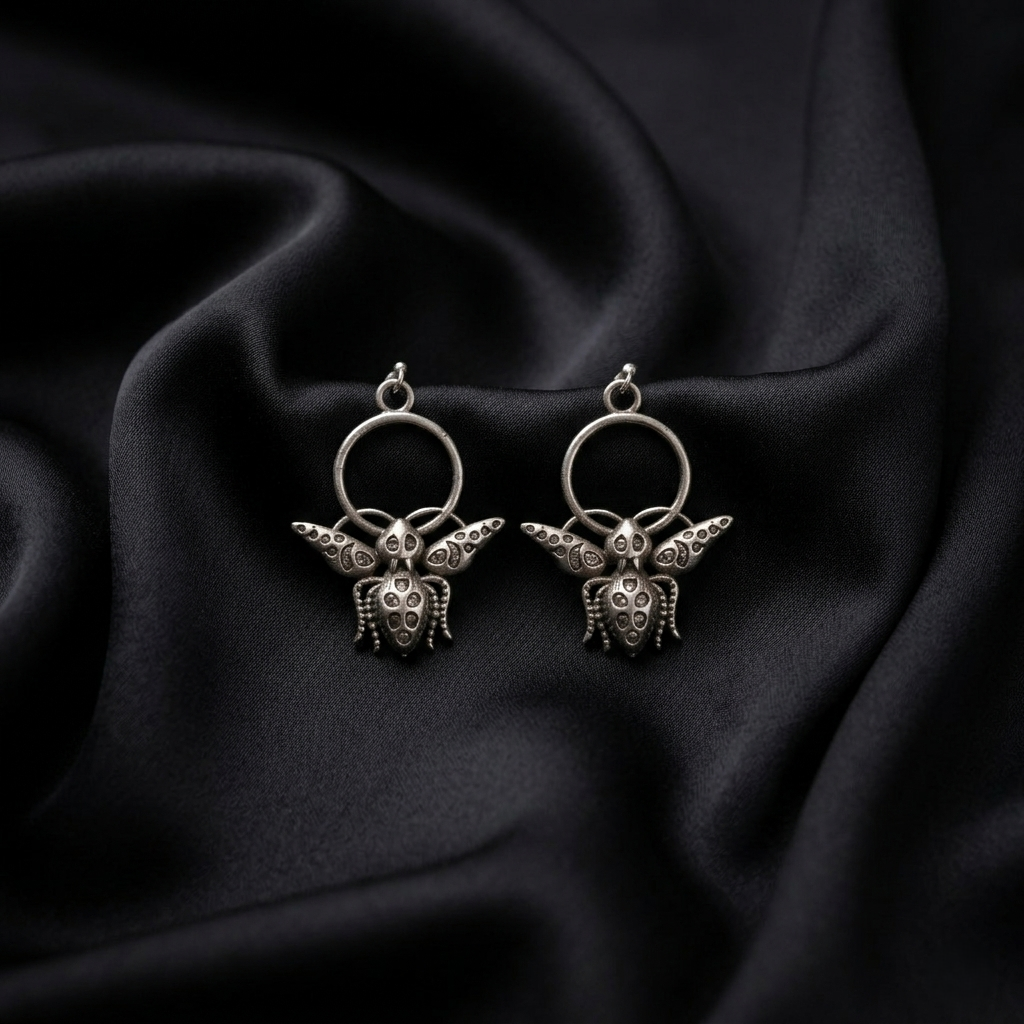 92.5 Sterling Silver Intricate Bee Earrings