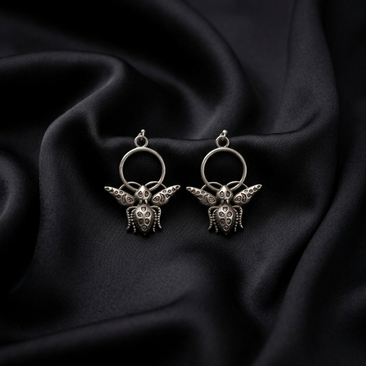 92.5 Sterling Silver Intricate Bee Earrings