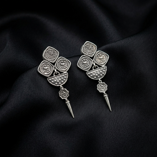 Antique Geometric Tribal 92.5 Silver Drops