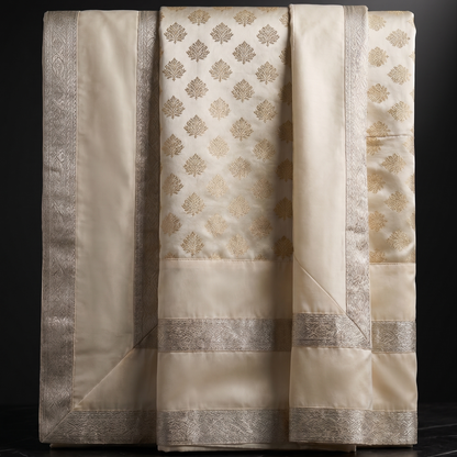 Ivory Silk Bedcover with Gold Embroidery