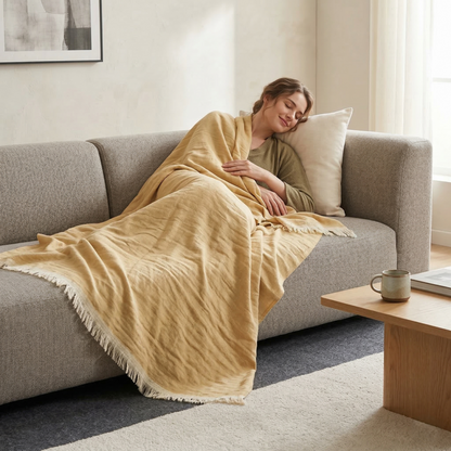 Hand Carved Heritage Pure Wool Oversized Blanket