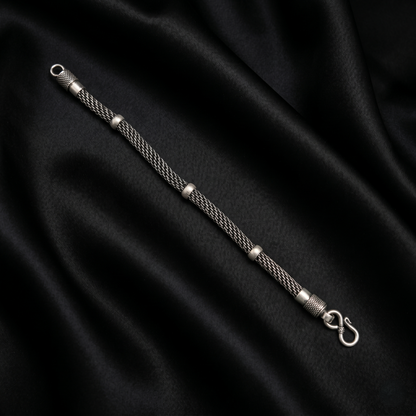 Handcrafted Intricate Woven Oxidized Silver Bracelet