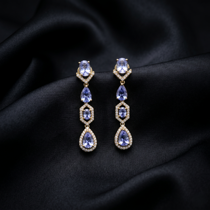 Elegant Tanzanite Victorian Drop Earrings