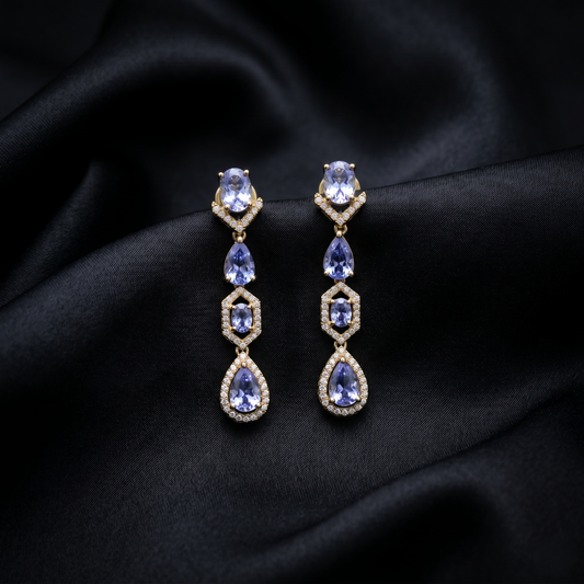 Elegant Tanzanite Victorian Drop Earrings