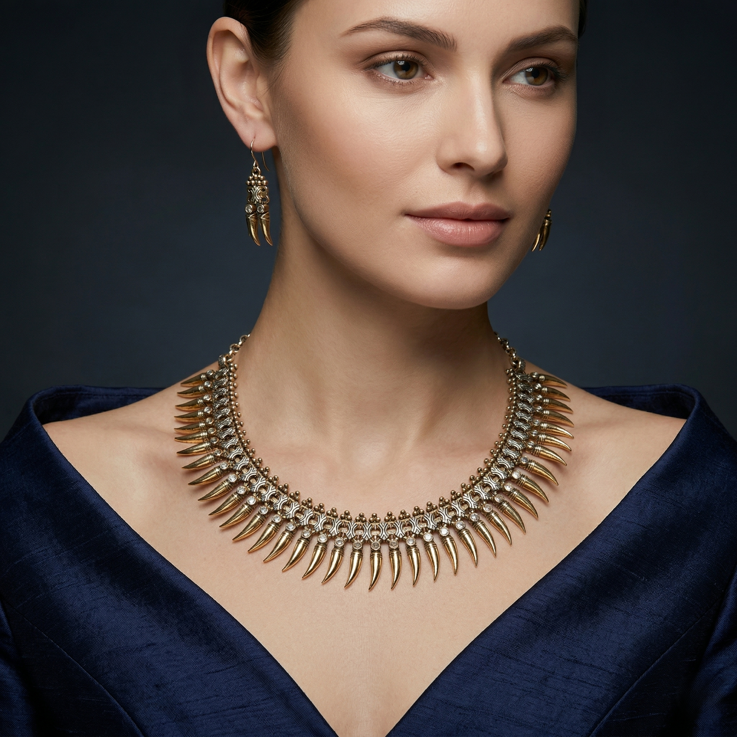 Antique Tribal Claw Silver Choker Set