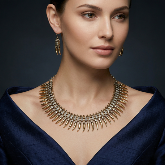 Antique Tribal Claw Silver Choker Set