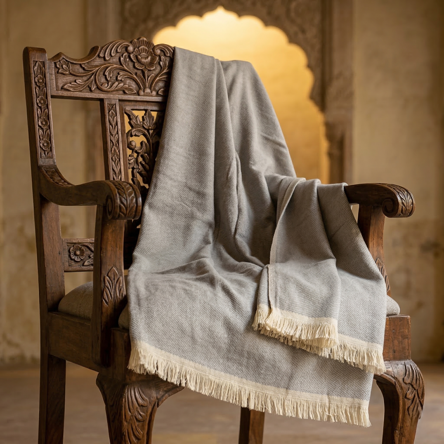 Hand Carved Heritage Pure Wool Oversized Blanket